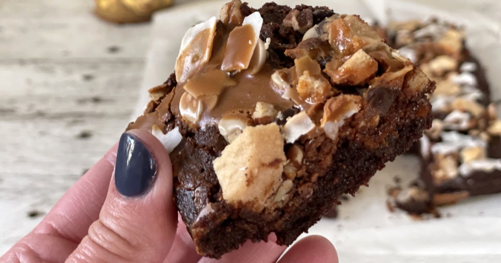 holding keto kitchen sink brownie 