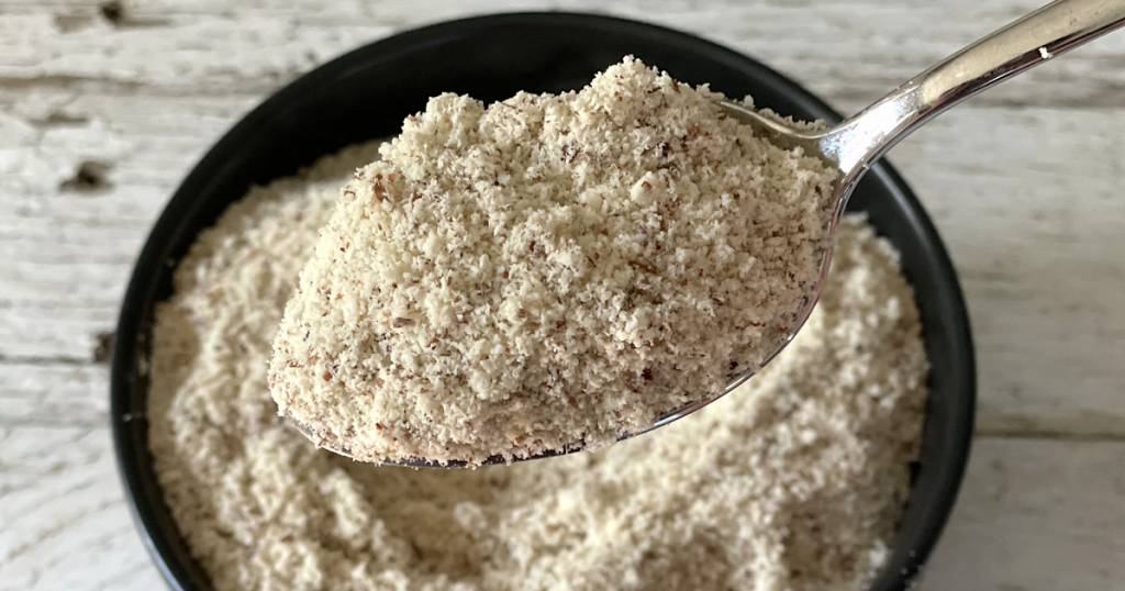 unblanched almond flour in bowl 