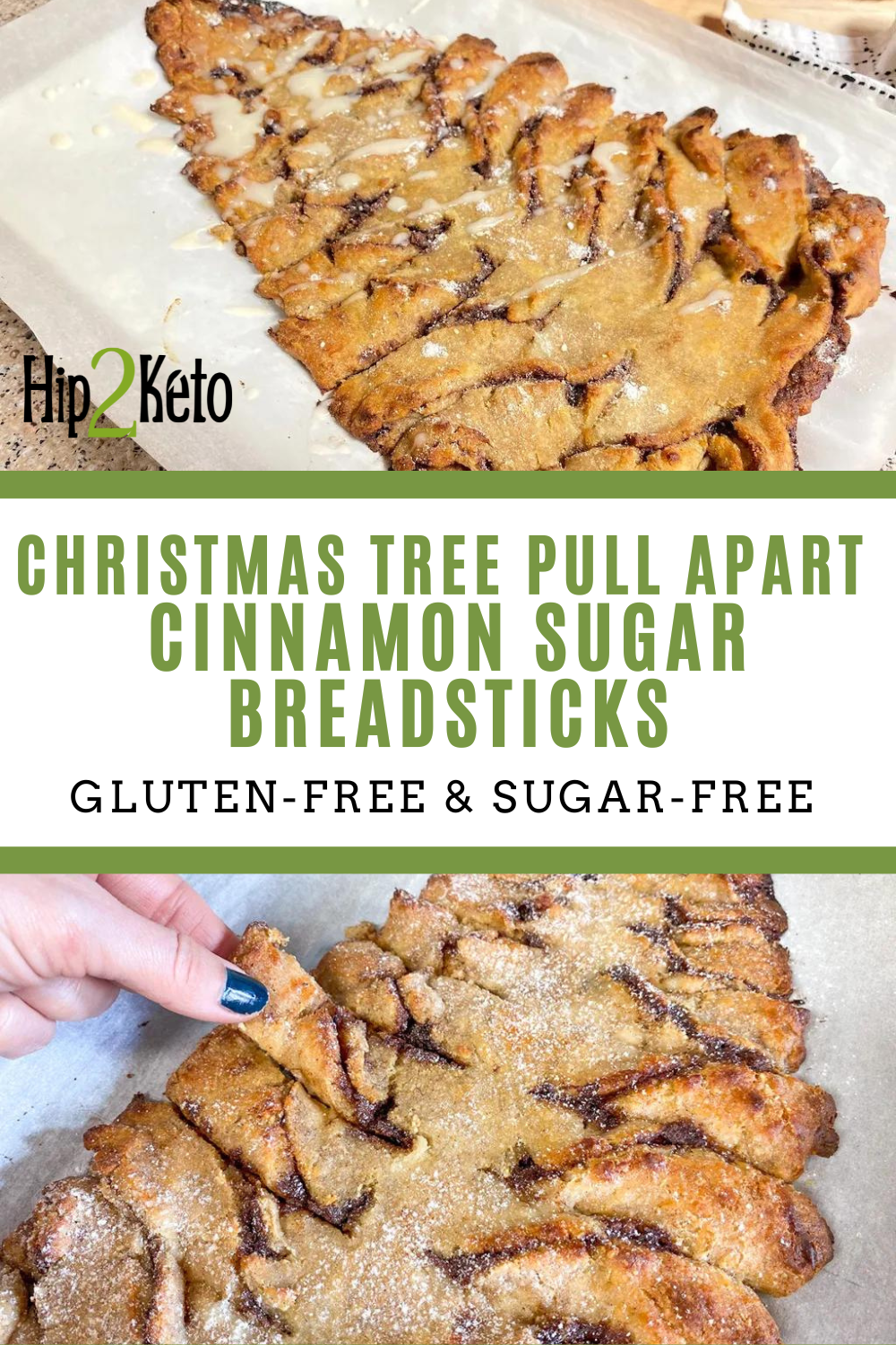 Cinnamon Sugar Keto Sweet Bread Shaped like a Christmas Tree!