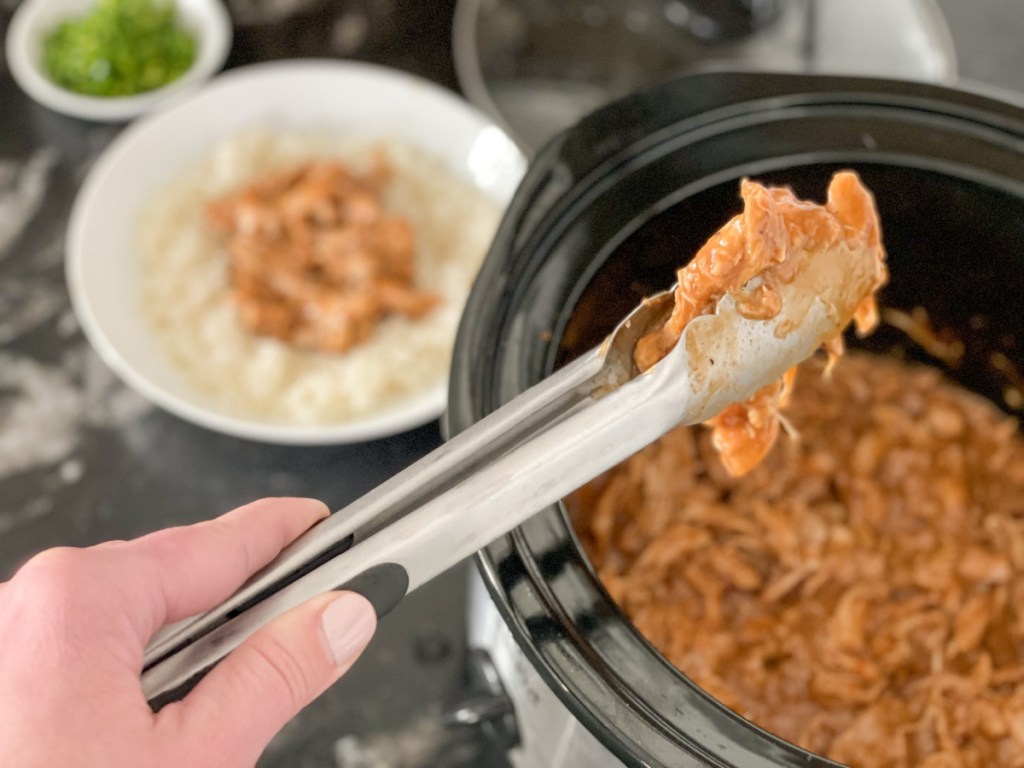 plating keto crockpot bourbon chicken