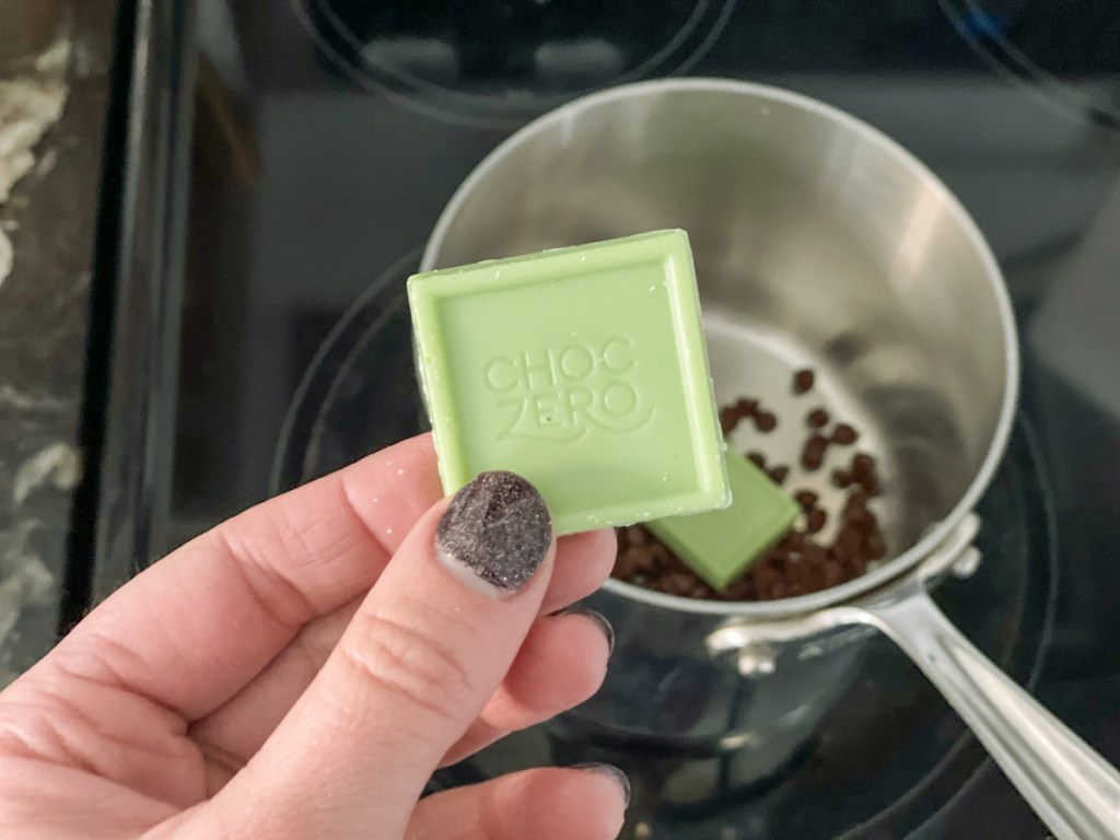 melting chocolate for keto mint chocolate cupcakes