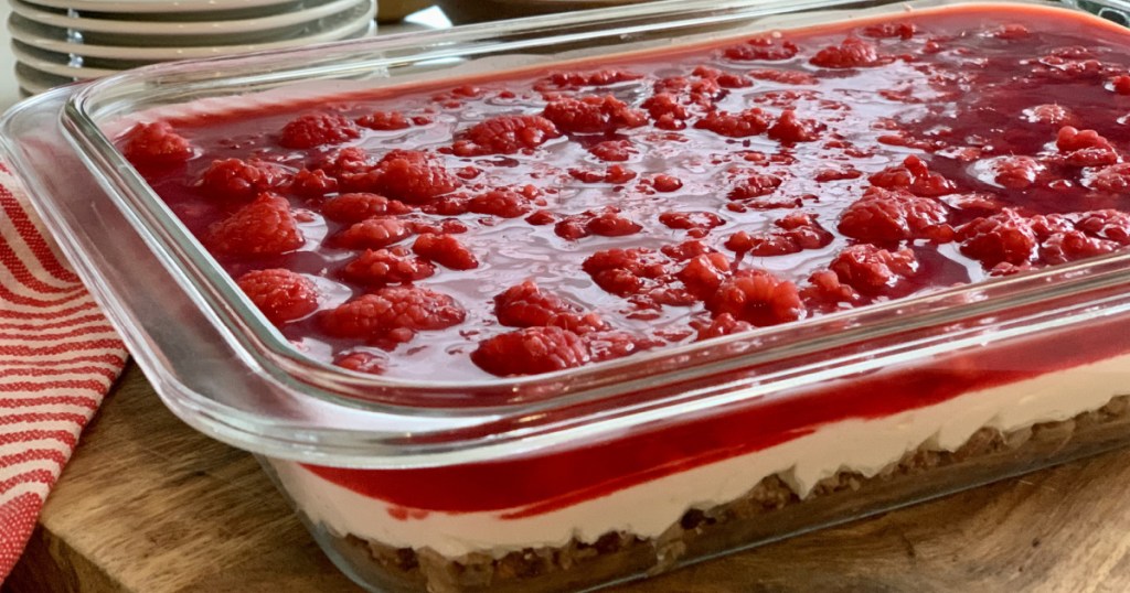 keto pecan raspberry jello dessert