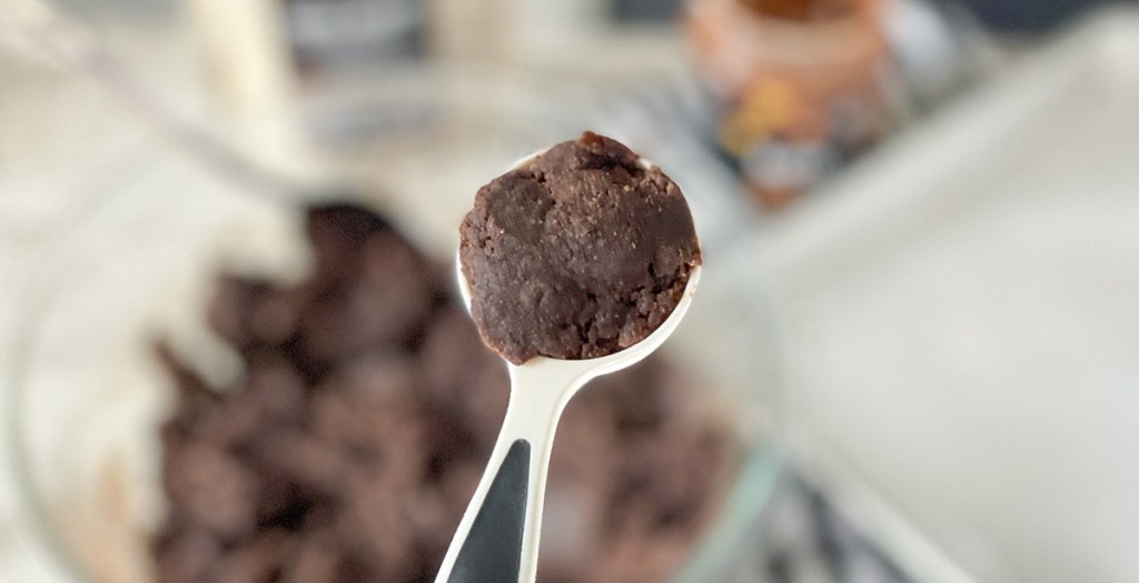 scoop of keto brownie batter