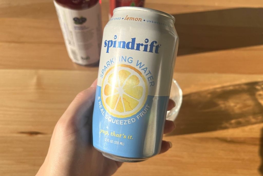 Can of Spindrift lemon sparkling water