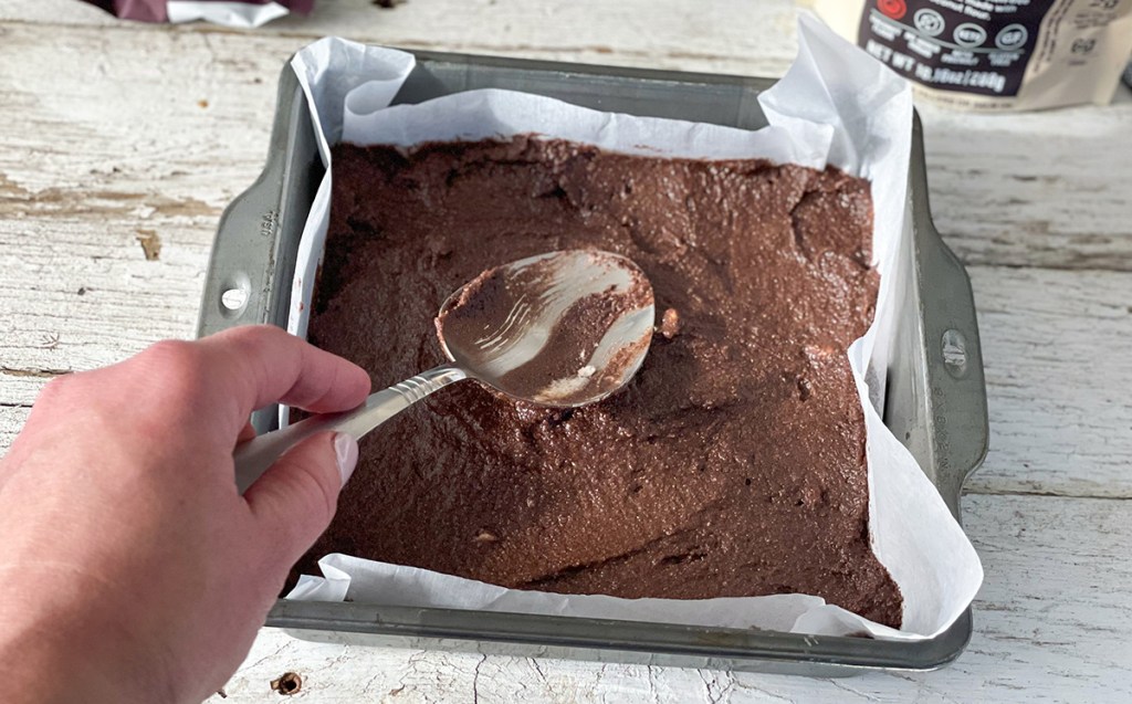 spreading batter in pan