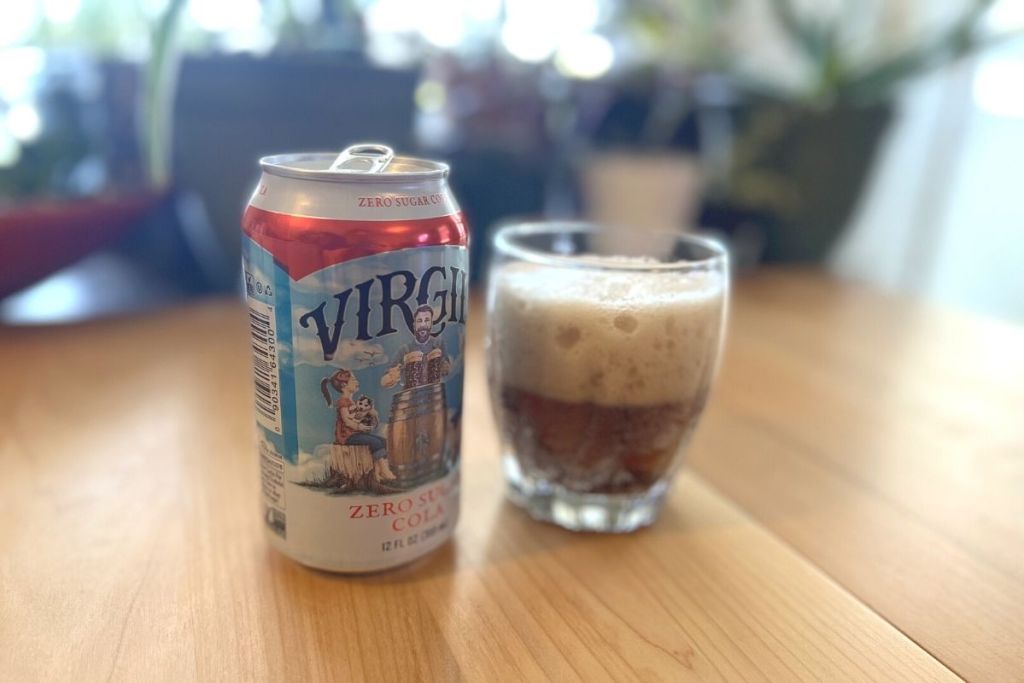 Virgil's zero sugar cola in a glass