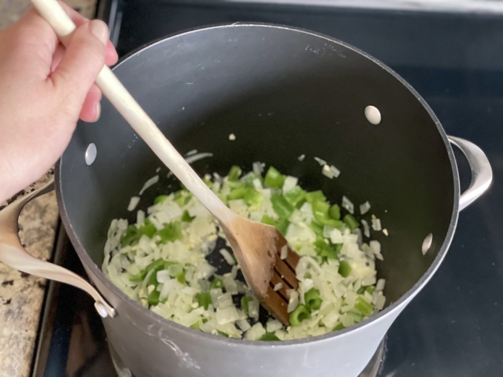 sautéing onions, peppers, garlic