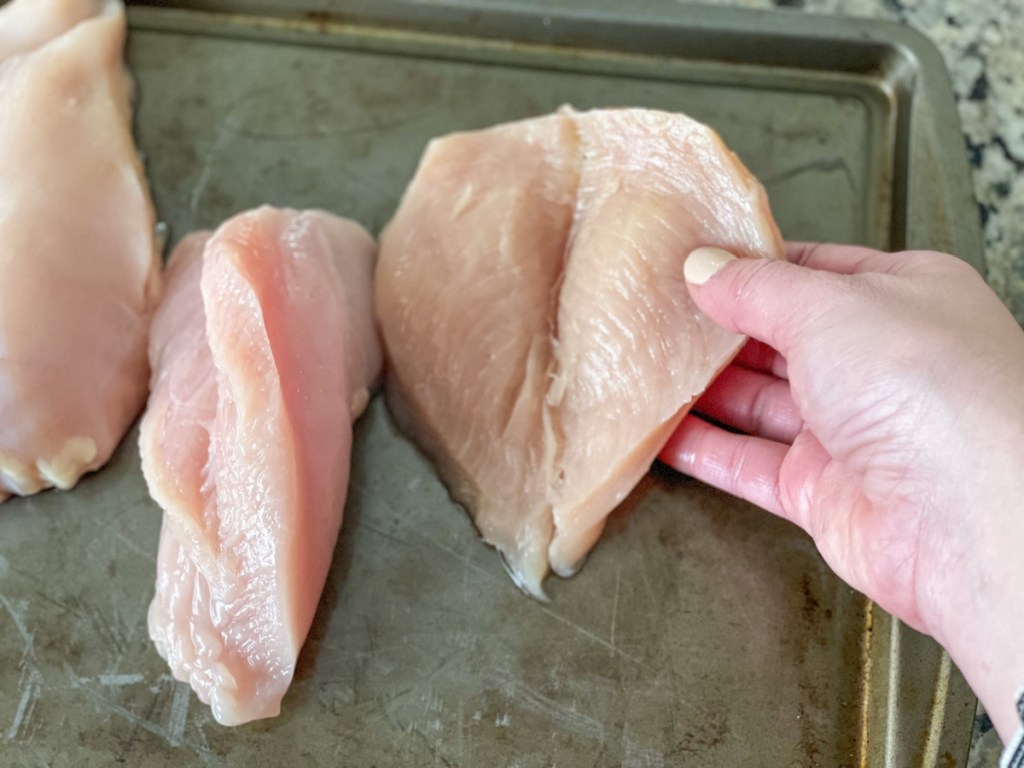 chicken breast cut open
