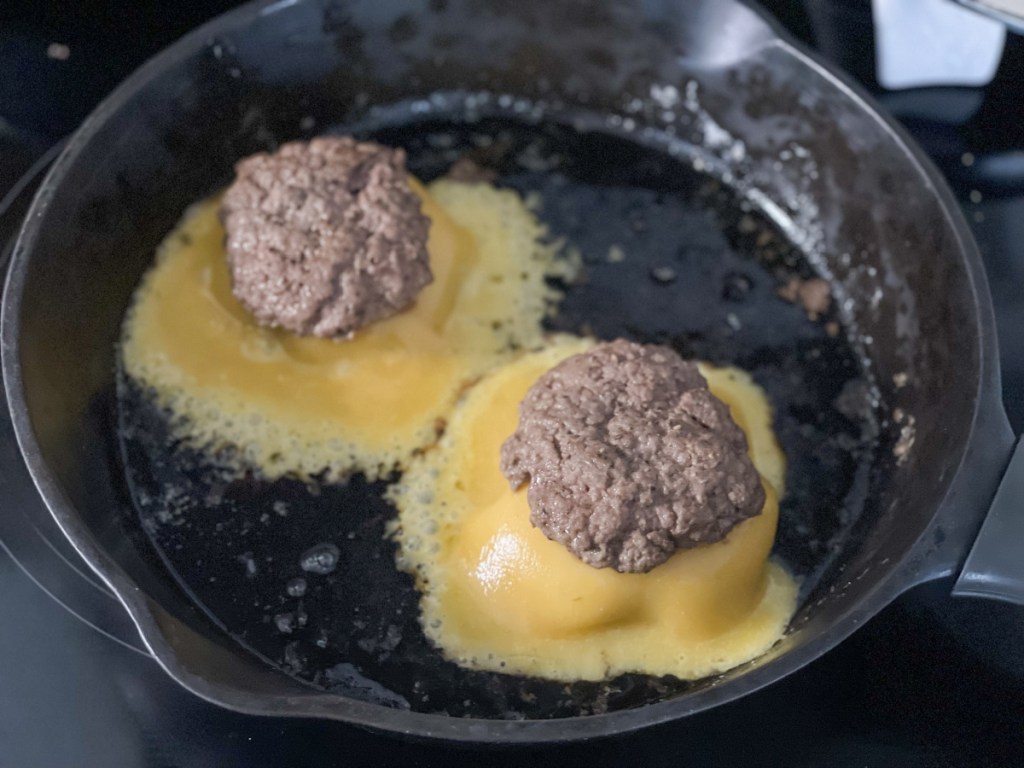 In-N-Out Flying Dutchman burger in skillet