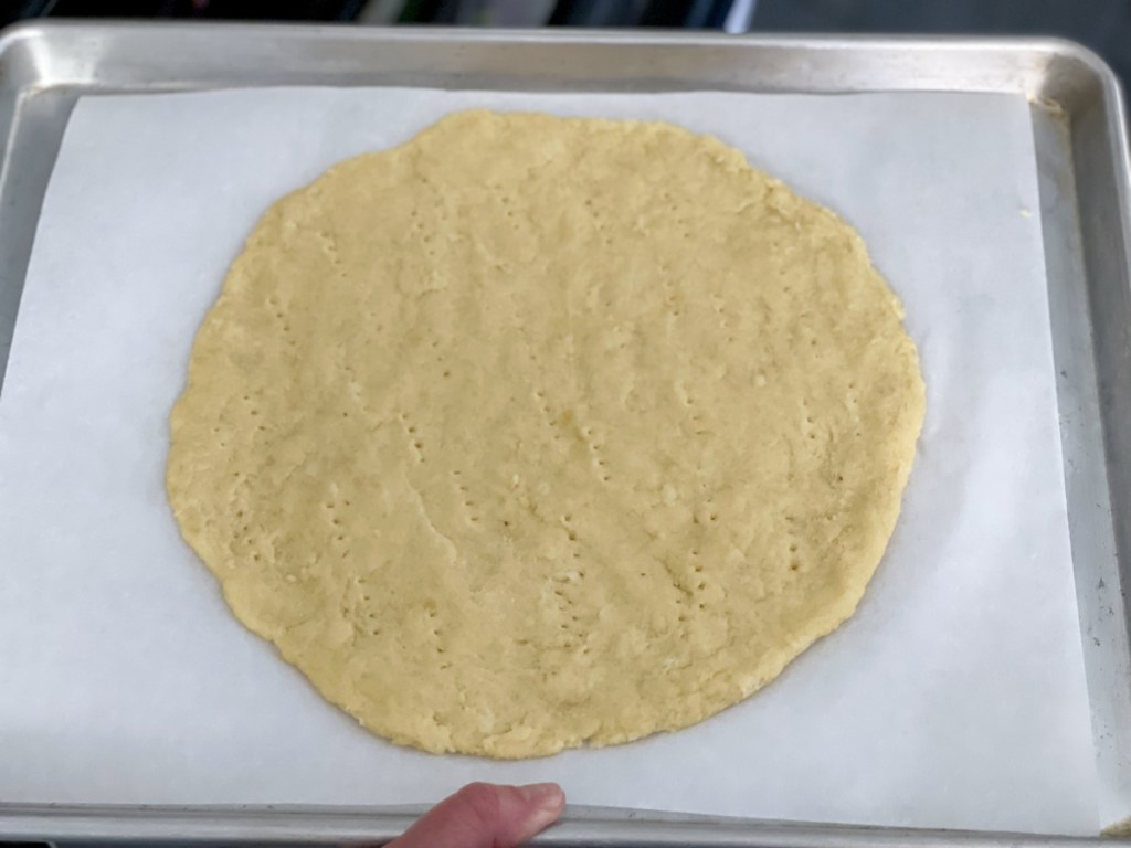 fathead dough on a baking sheet