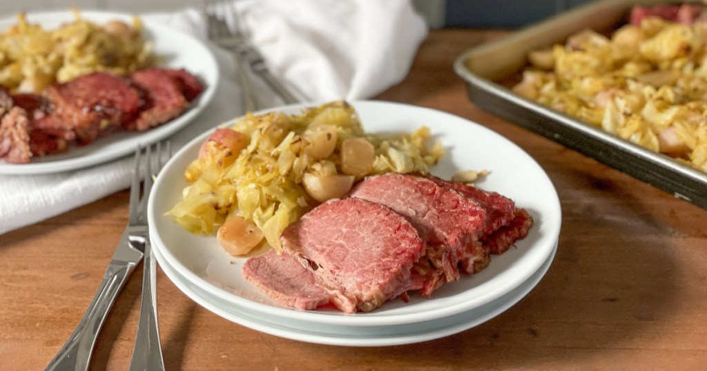 plated keto corned beef and cabbage 