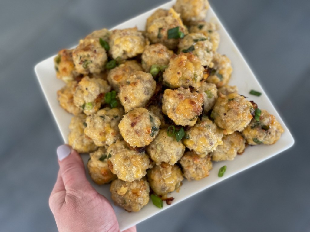 plated Keto Cream Cheese Sausage Balls