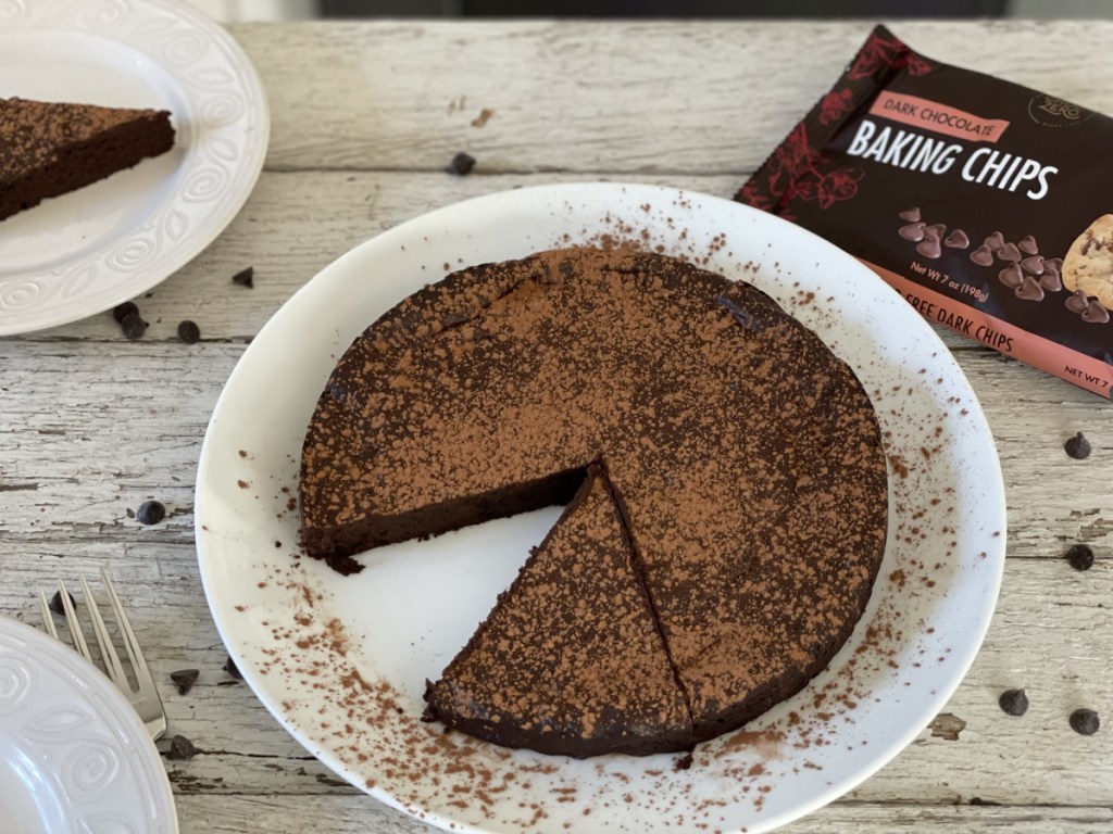 keto flourless chocolate cake sliced