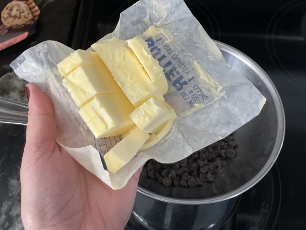 adding butter to double boiler