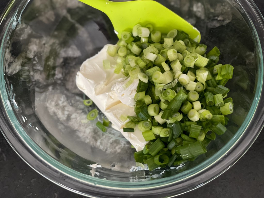 cream cheese with chopped green onions 