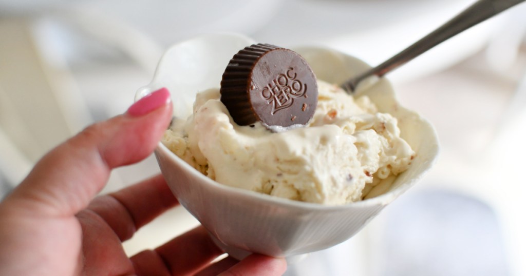 choczero keto peanut butter cup on ice cream