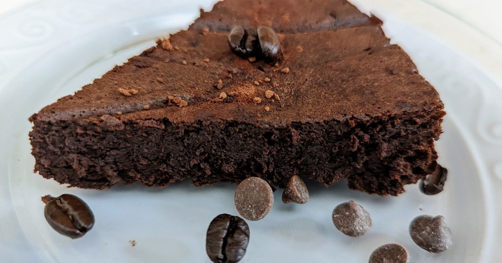 slice of keto flourless chocolate cake