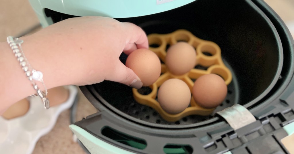 placing eggs in an air fryer