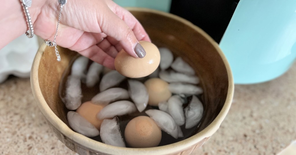 transferring eggs to ice bath