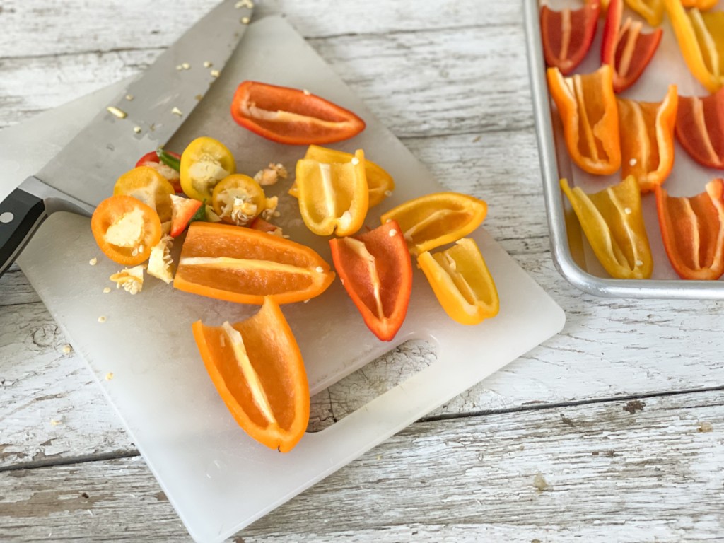 mini peppers cut in half