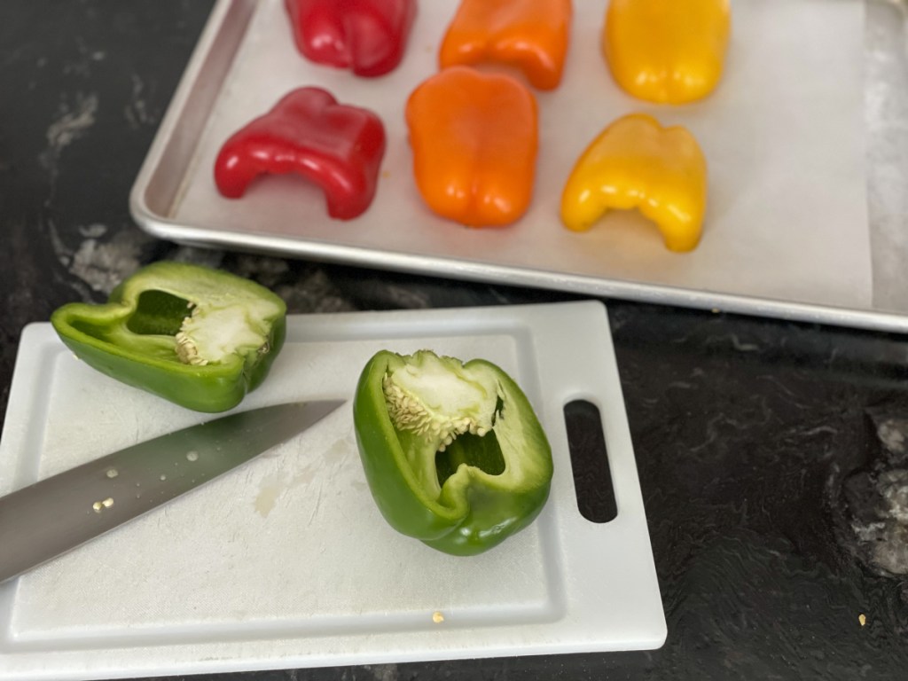 bell peppers cut in half