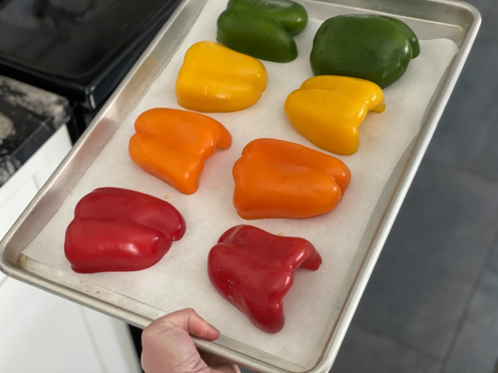 bell pepper on a baking sheet