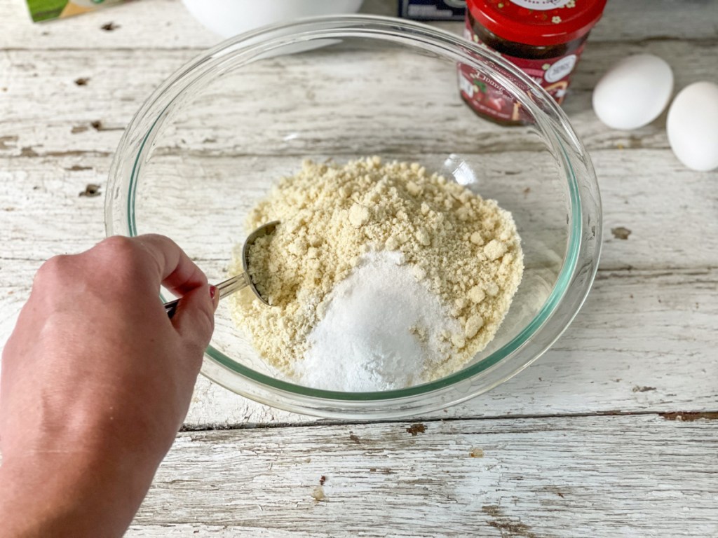 mixing together drying ingredients 