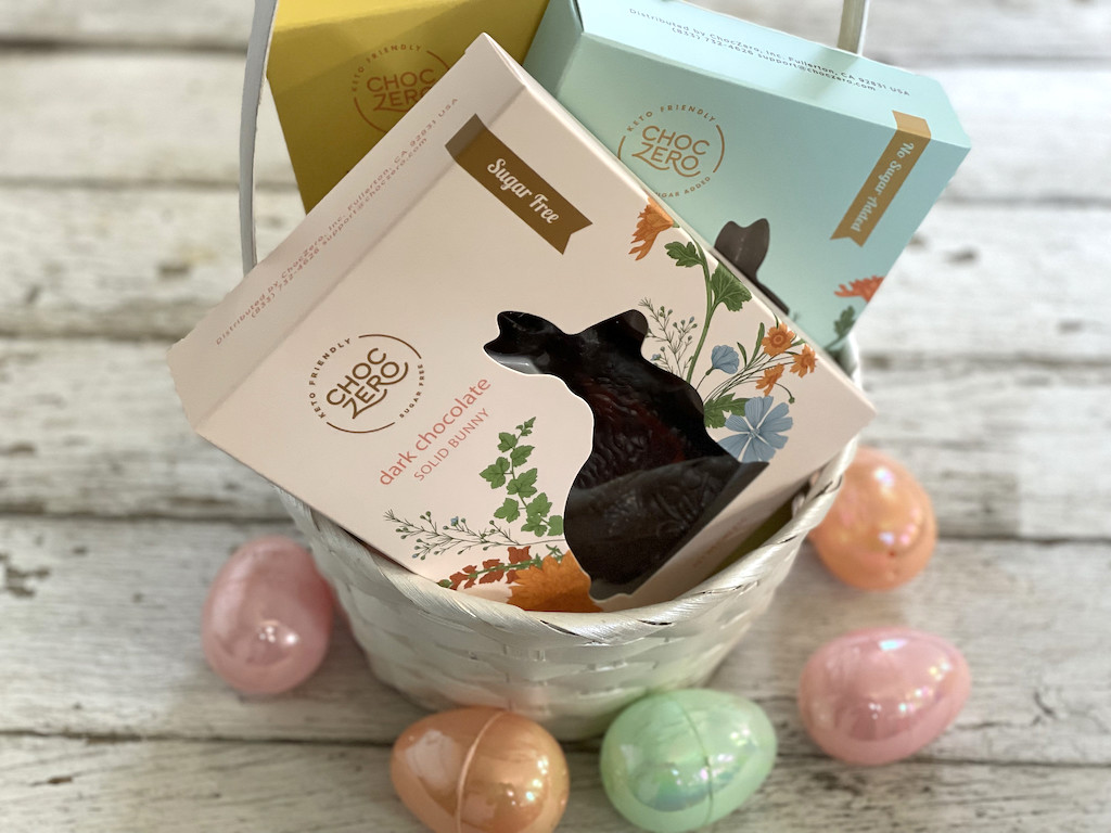 ChocZero bunnies in Easter basket 