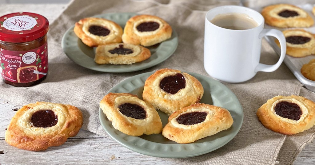 plate of keto strawberry cream cheese danishes