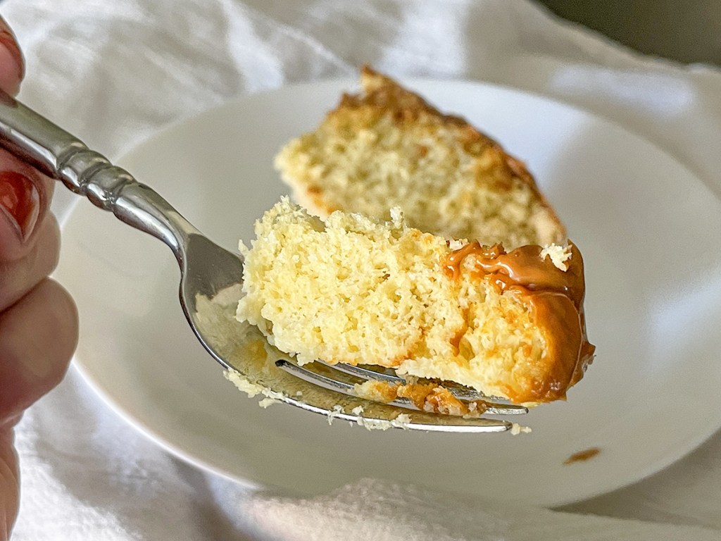 bite of 90-second keto sweet bread on a fork