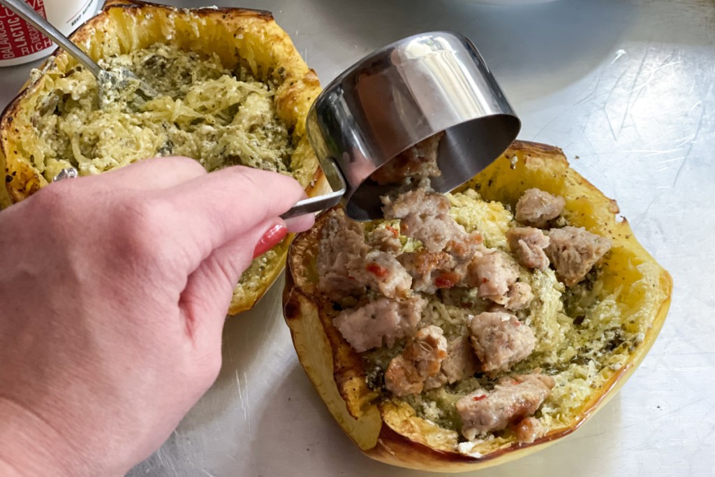 adding sausage to spaghetti squash 