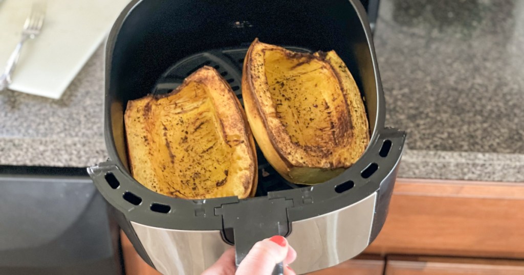 cooked spaghetti squash in an air fryer 