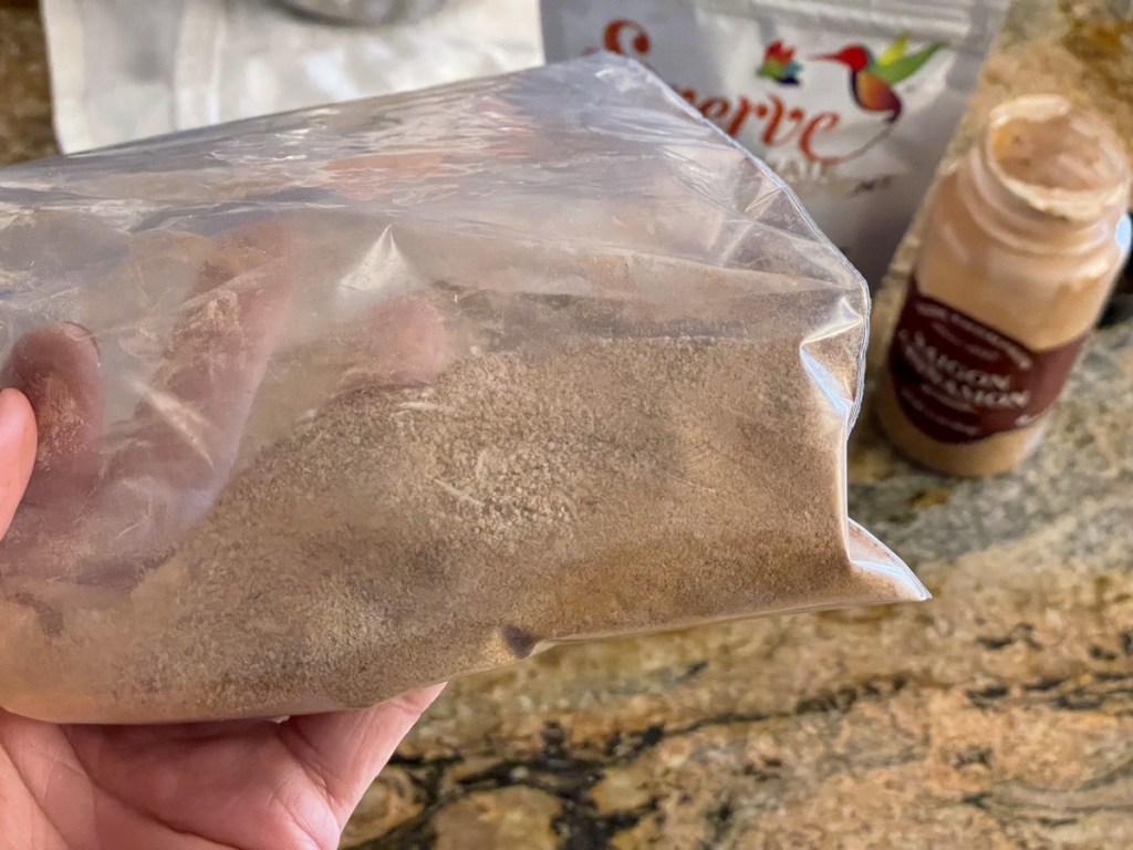 cinnamon sweetener in a ziplock bag