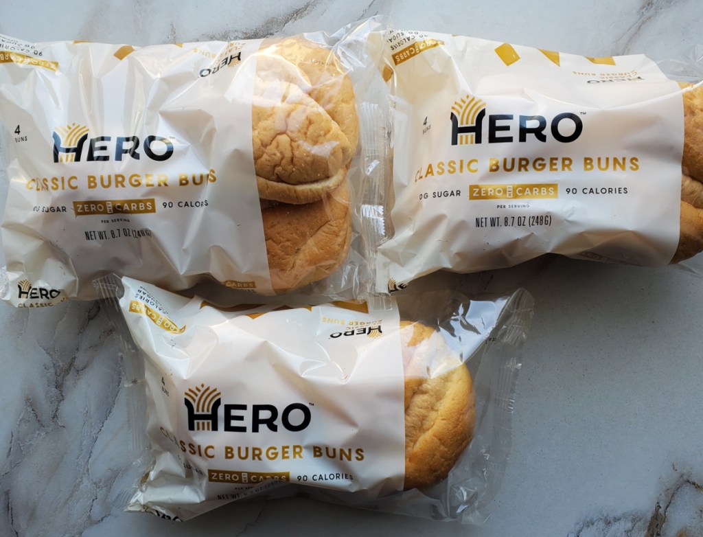 3 packages of Low carb Hero burger buns