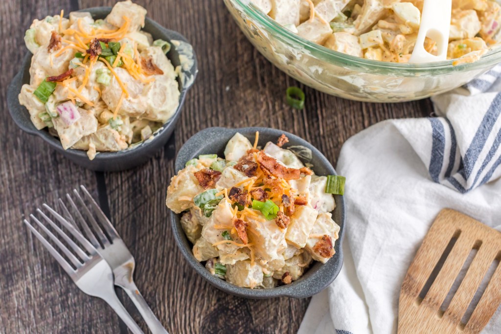 keto potato salad in a bowl