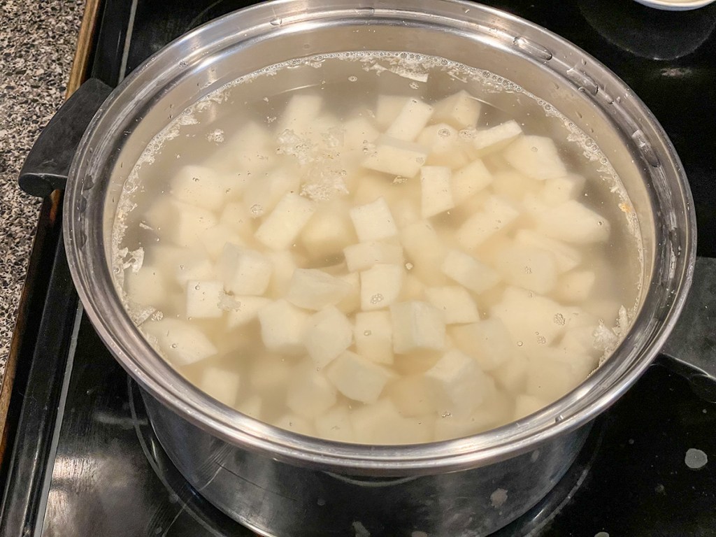 boiling cubed jicama 