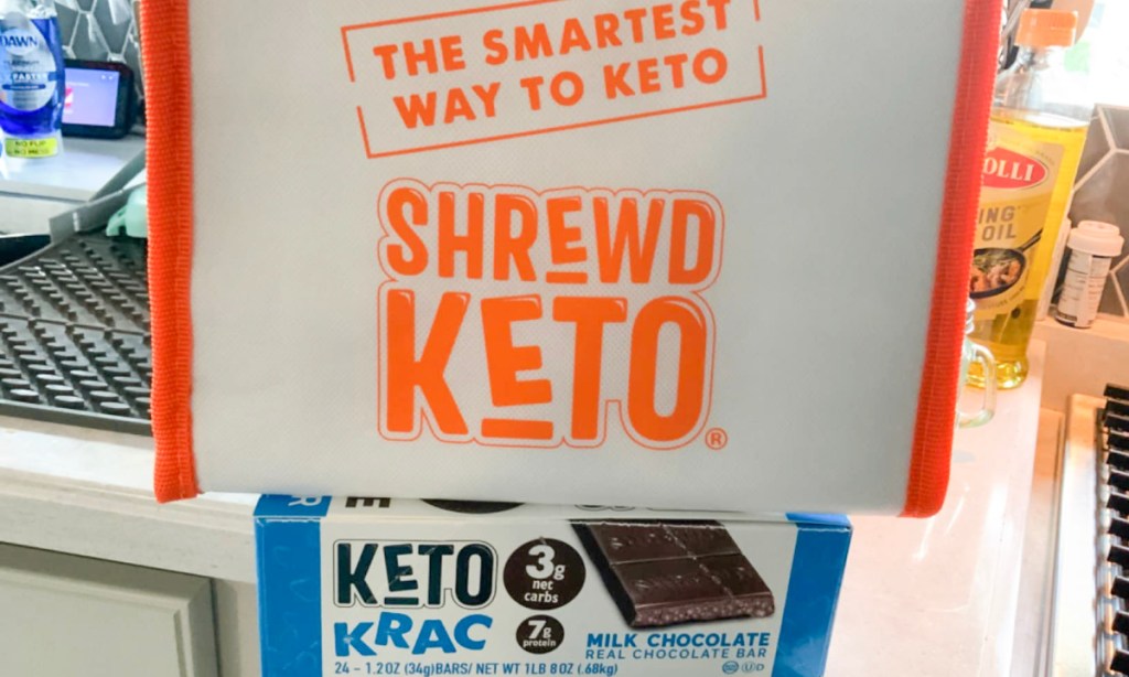 shrewd foods box with keto krac candy bars