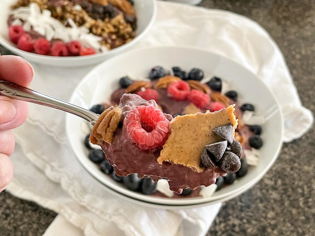 spoonful of keto acai bowl