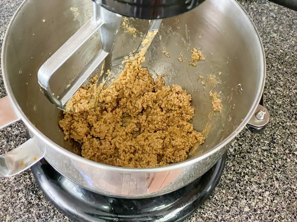 cookie batter in a mixing bowl