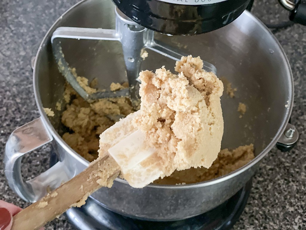 cookie batter on a spatula