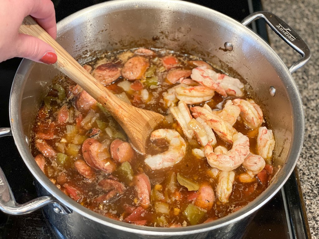 adding shrimp to keto gumbo 