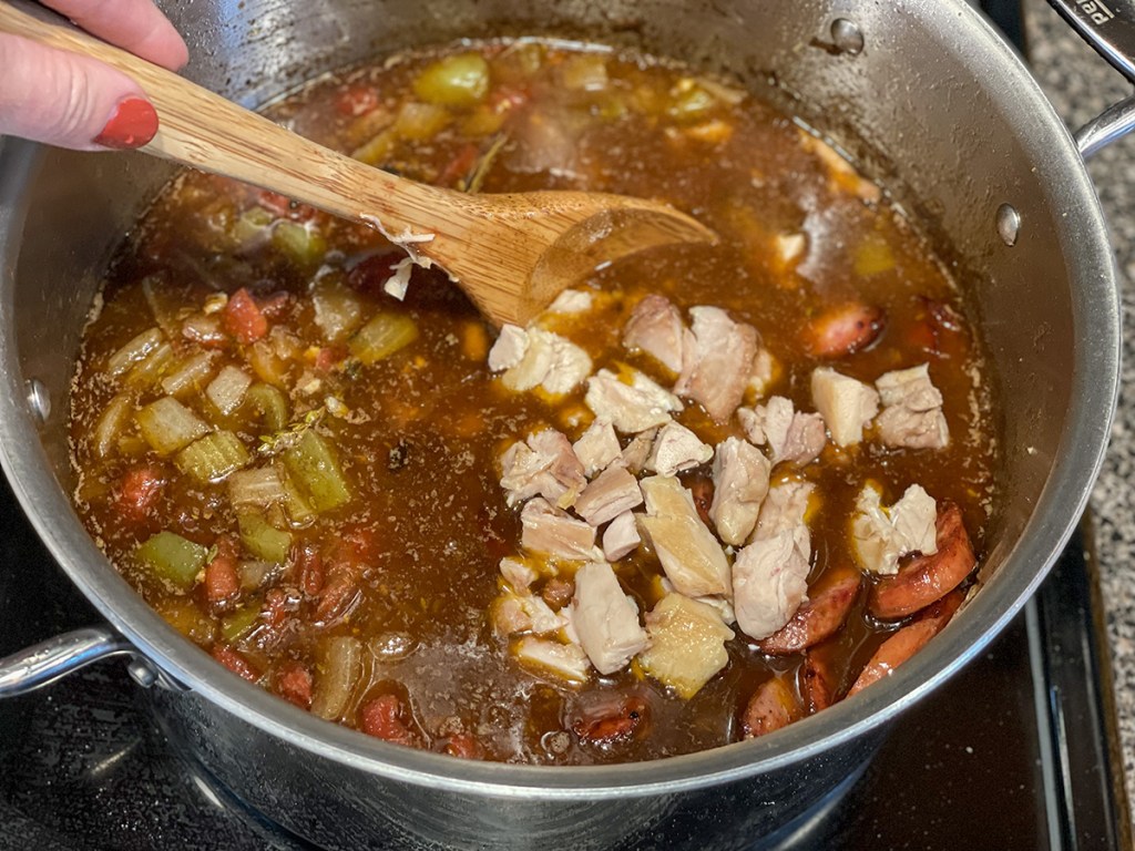 adding chicken thighs to keto gumbo