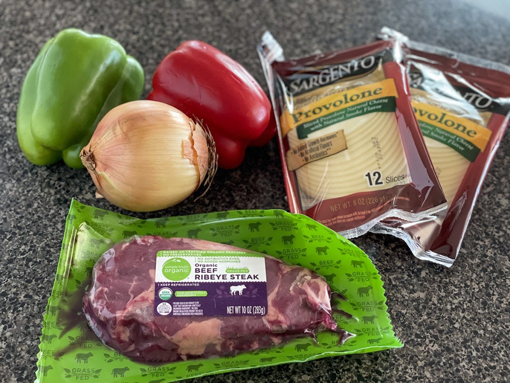 ingredients for keto Philly cheesesteak ravioli 