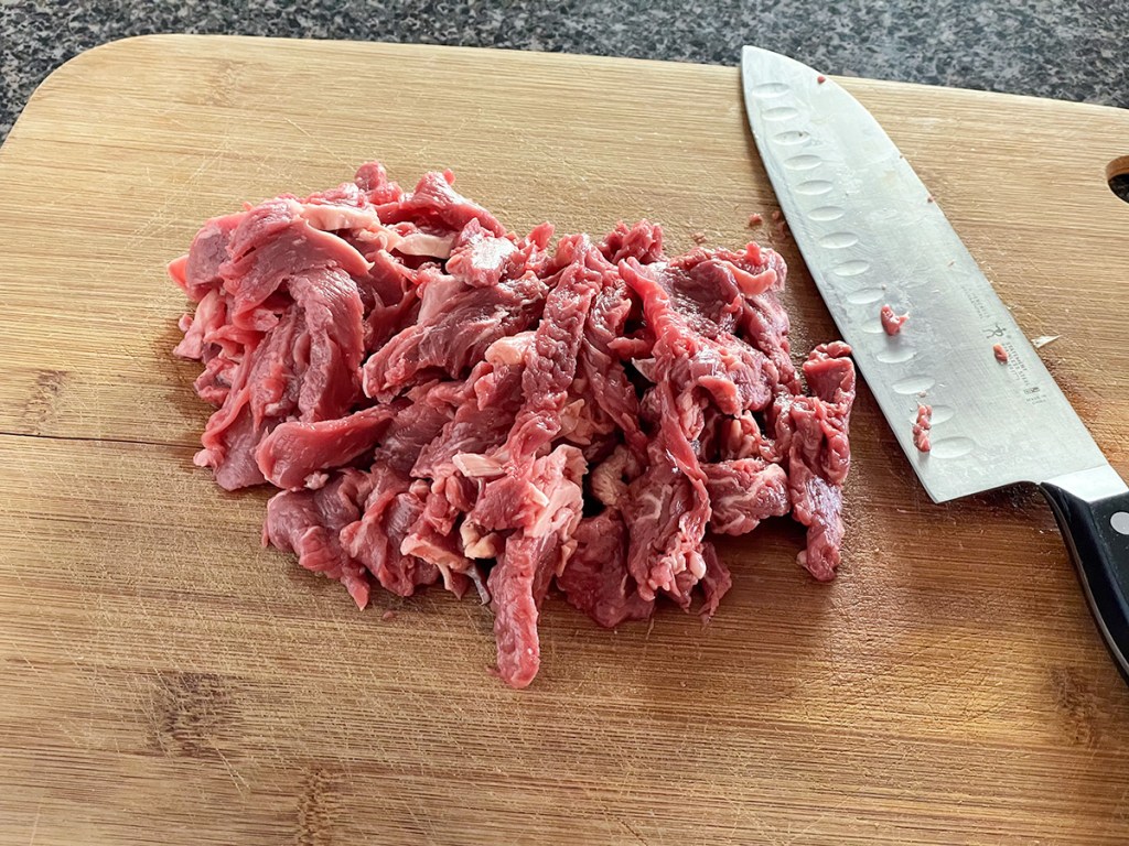 sliced raw ribeye steak 