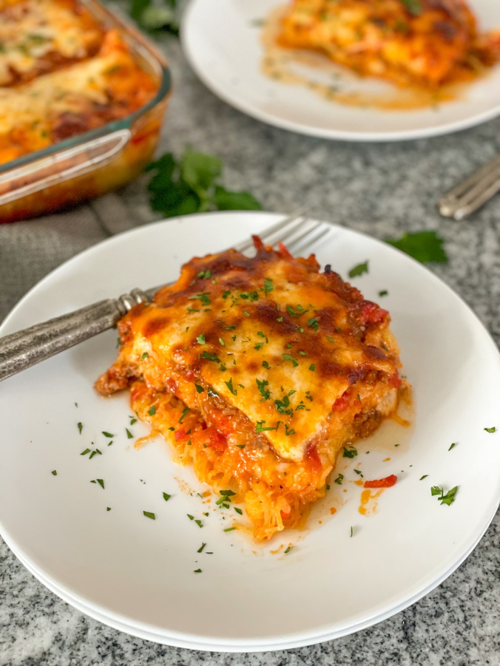 plated spaghetti squash casserole