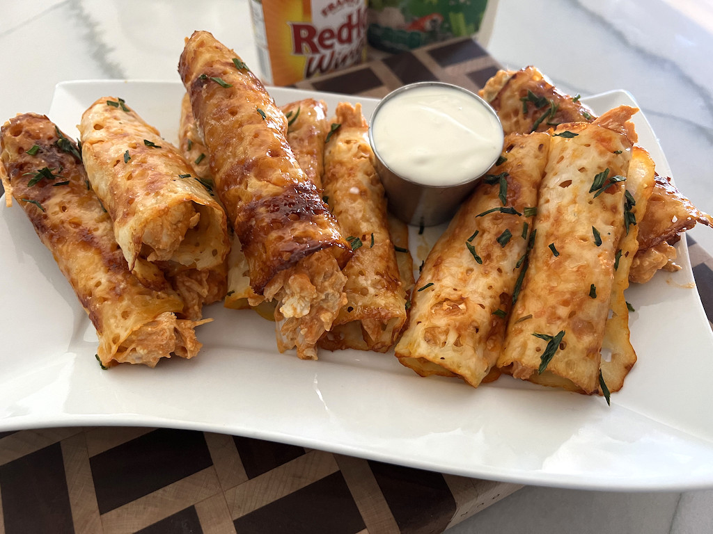 buffalo chicken rollups on plate carnivore diet snacks