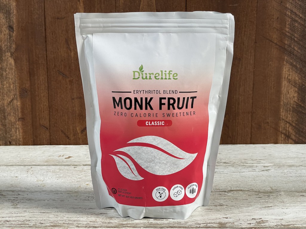 a bag of durelife monk fruit sweetener