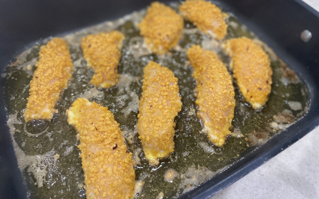 frying keto whisp keto bread crumb chicken