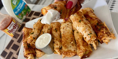Keto Buffalo Chicken Roll Ups with Blue Cheese Crumbles