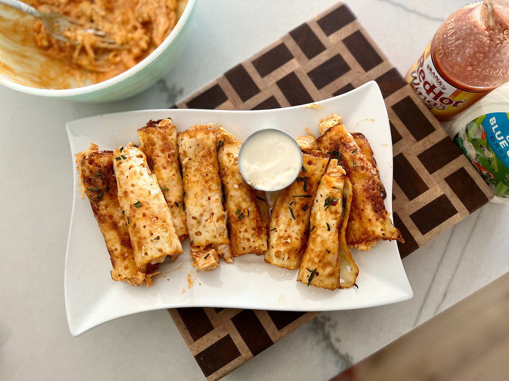 Keto Buffalo Chicken Roll Ups with Blue Cheese Crumbles Hip2Keto